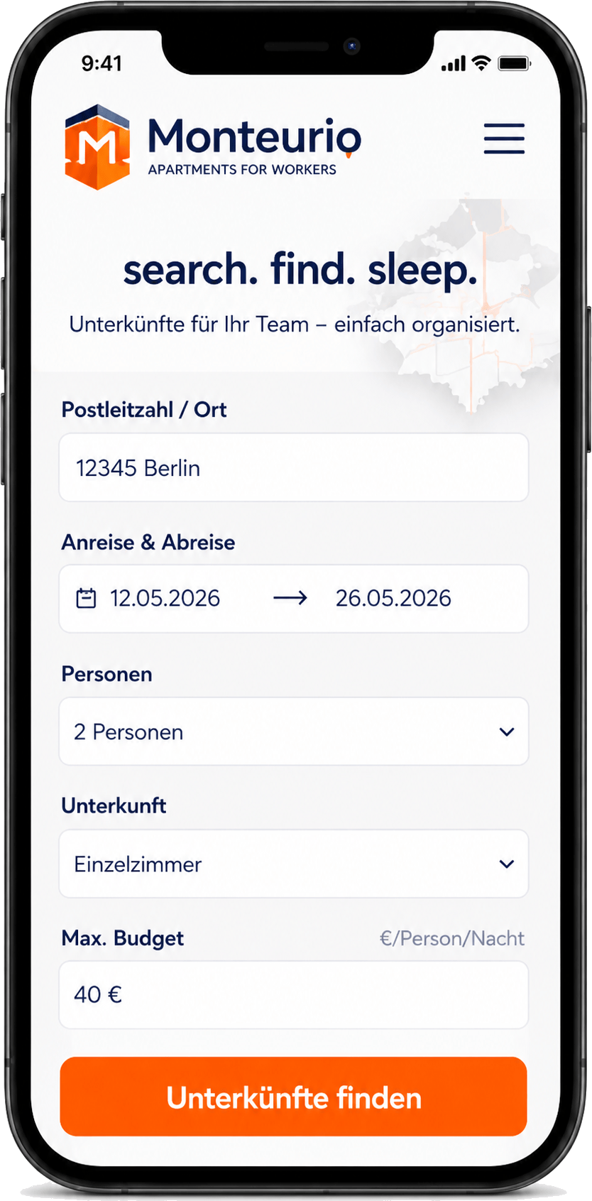 Gast sucht über die Monteurio-Suche