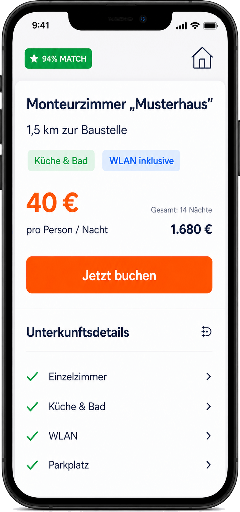 Gast bestätigt die Unterkunft